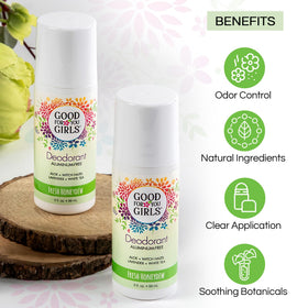 Good For You Girls being applied to underarm showing quick-drying discreet odor protection