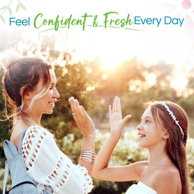 Applying Good For You Girls to feet for targeted odor control and non-staining comfort