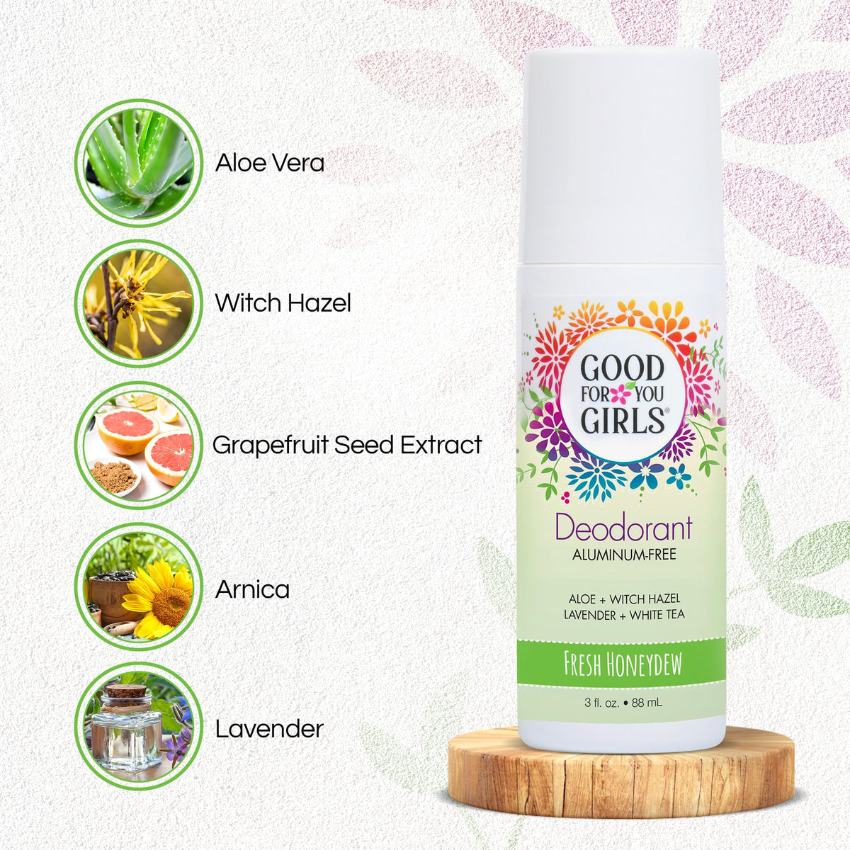 Good For You Girls ingredient label close-up highlighting plant-based vitamins and probiotic tech