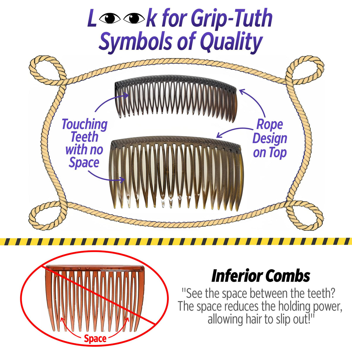 Good Hair Days side comb inserted in hair showing discreet hold and smooth finish