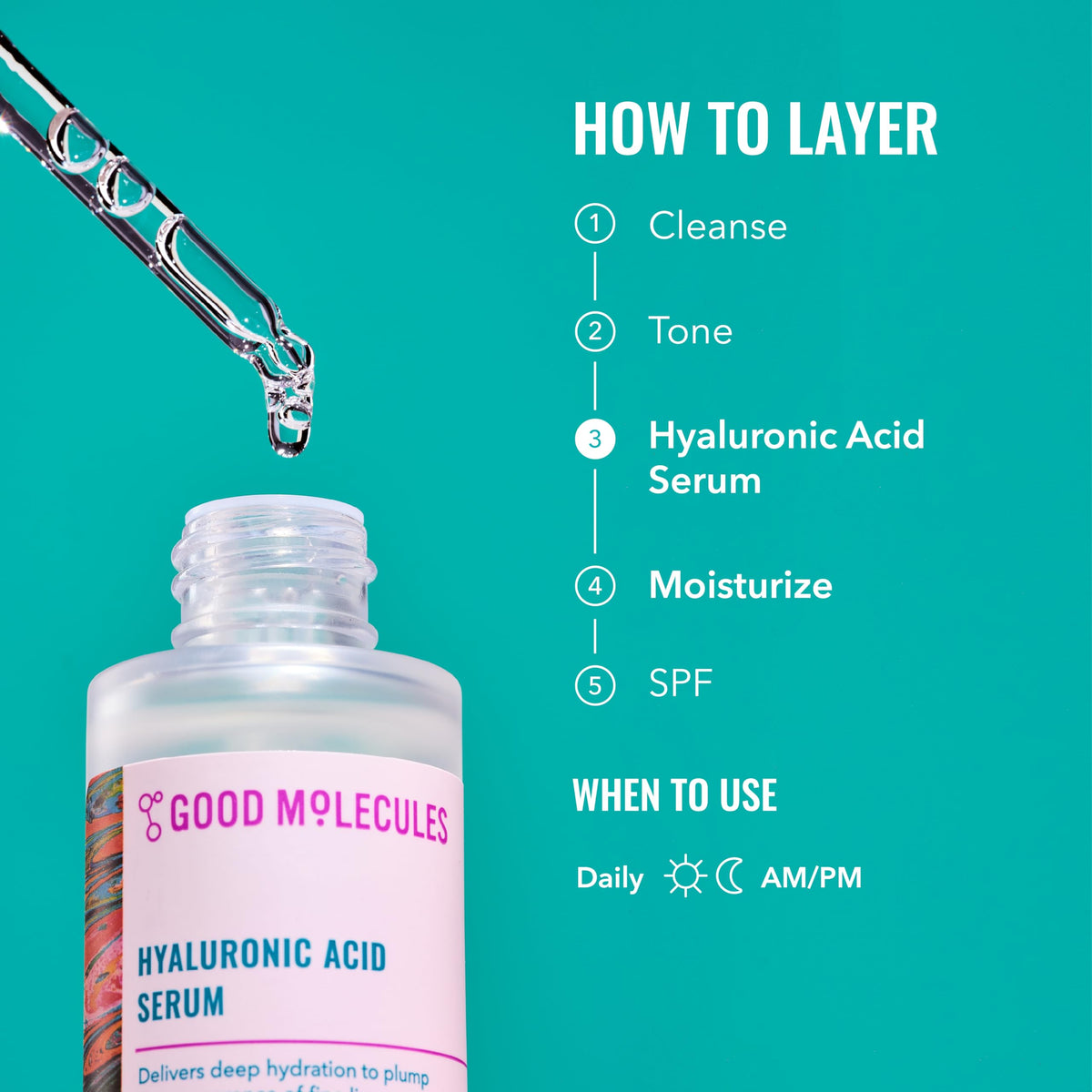 Good Molecules applied on hand showing absorption, lightweight feel demonstrated
