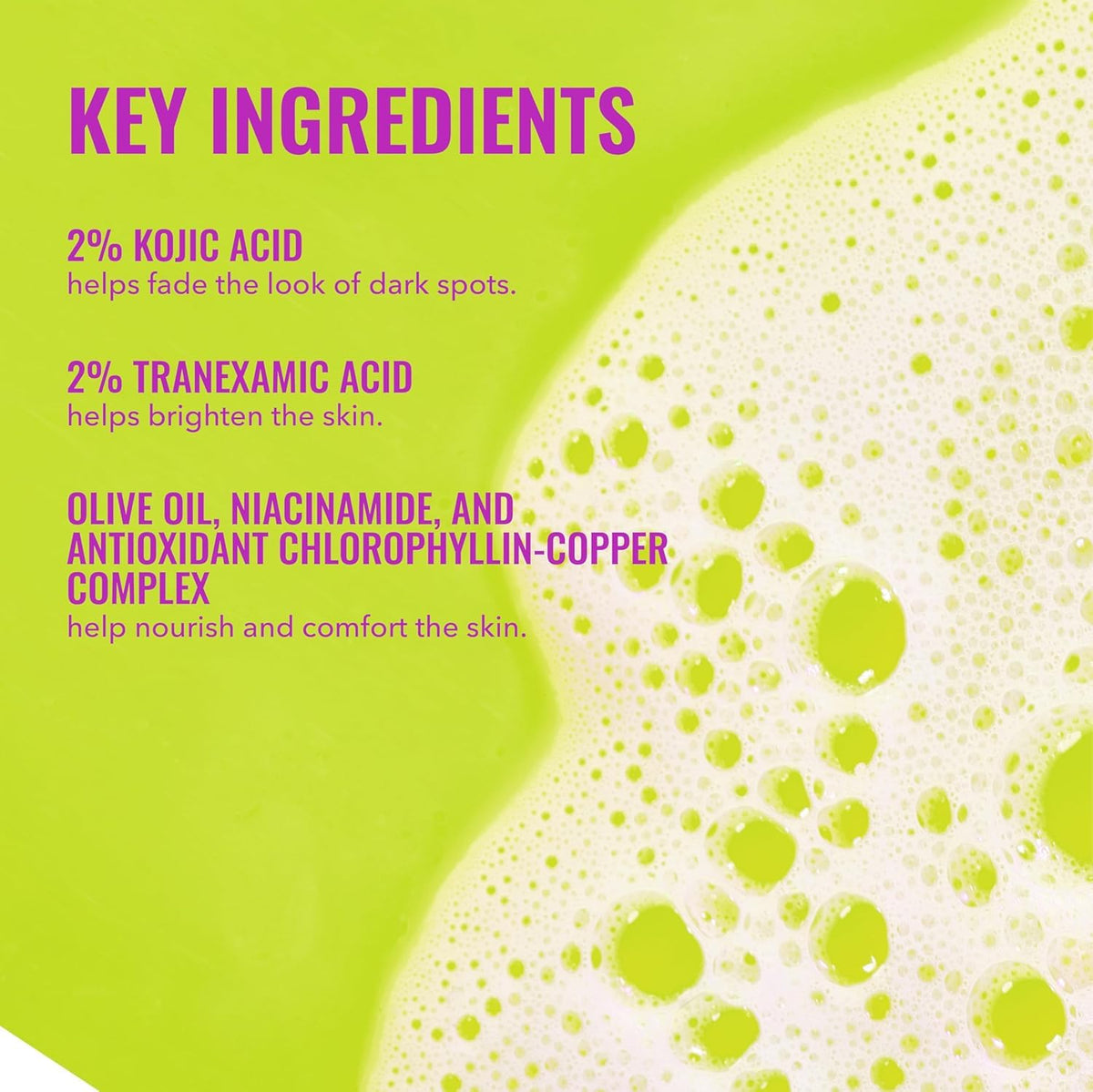 Good Molecules ingredients display with acids and niacinamide for clarity