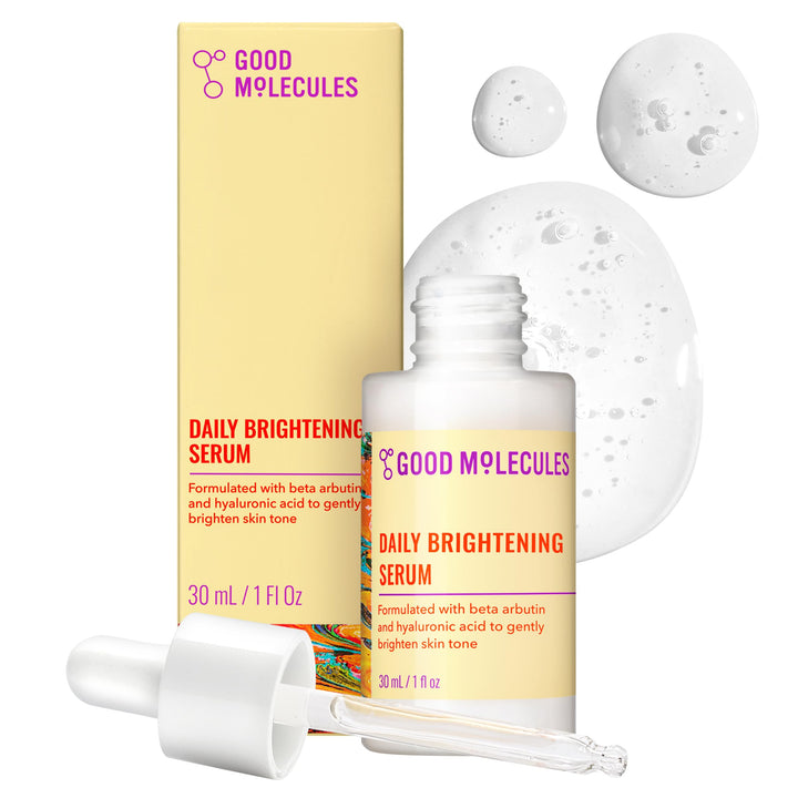 Good Molecules brightening serum front bottle shows clean branding and size benefit