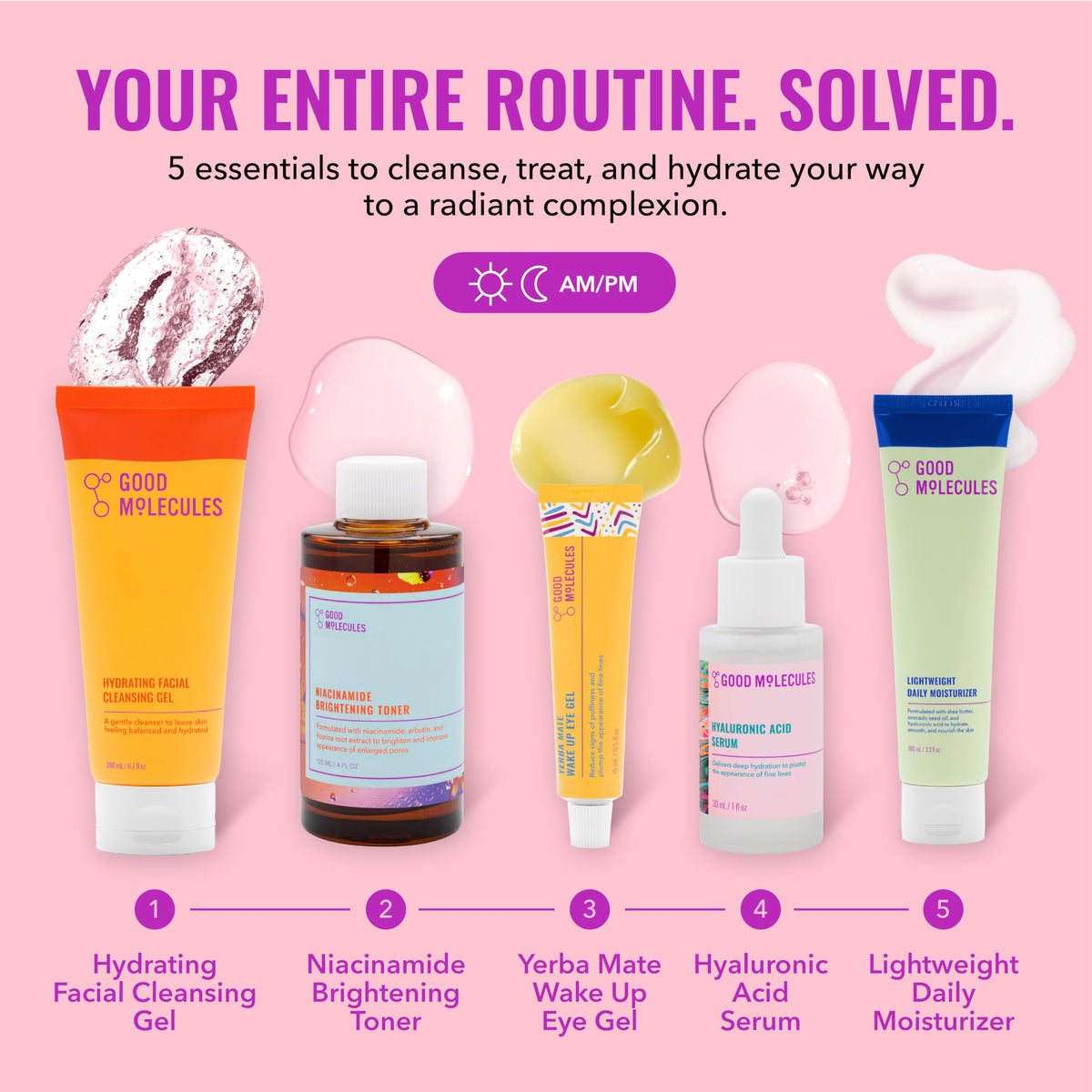 Good Molecules cleanser pump dispensing gel, gentle cleansing benefit