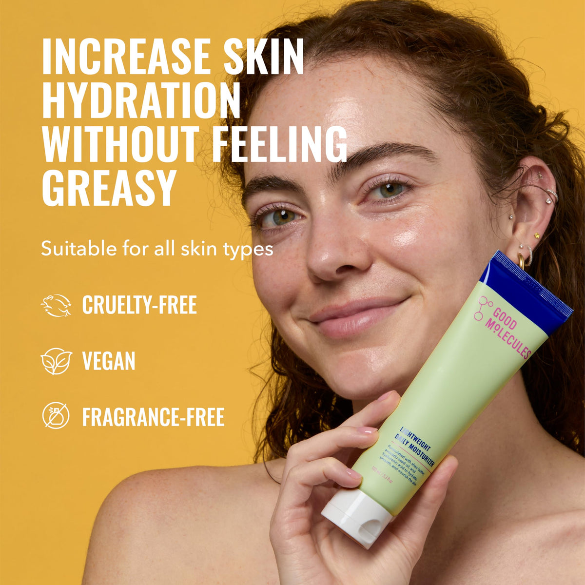 Good Molecules cream texture close-up highlighting lightweight finish and quick absorption