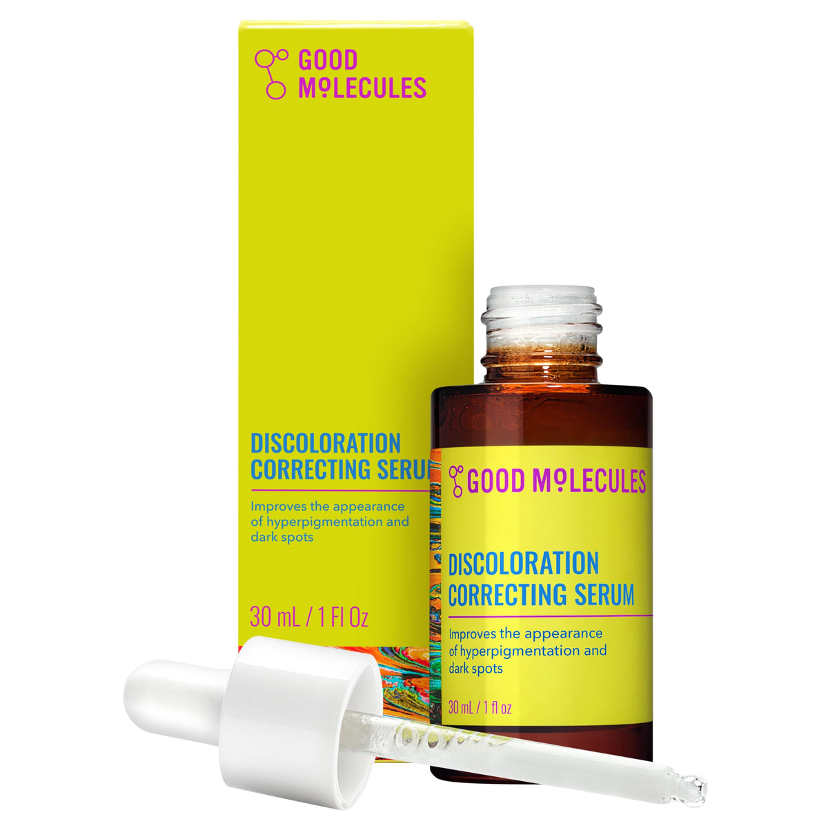 Good Molecules front packaging showing three bottles, conveys consistent treatment