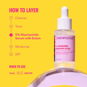 Good Molecules ingredient label highlighting ectoin and niacinamide benefits