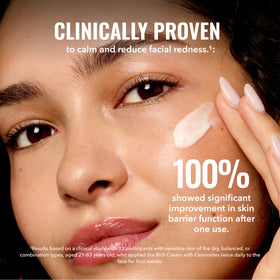 Good Molecules cream on fingers demonstrating silky spreadability and absorption