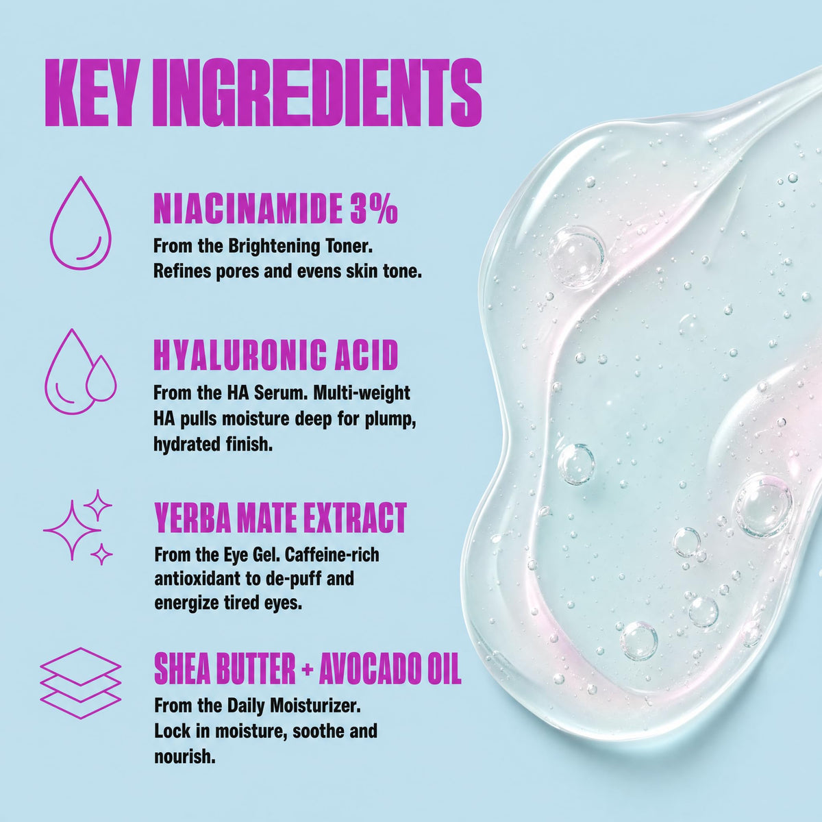 Good Molecules hyaluronic serum droplet on fingertip showing moisture boost