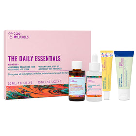 Good Molecules set front view showing four travel bottles for complete routine