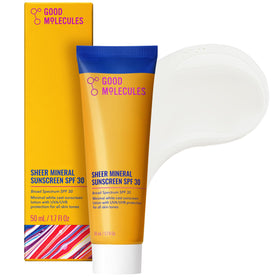Good Molecules front packaging shot showing SPF 30 tube and clear labeling