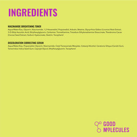 Good Molecules bottles in hand to illustrate product sizes and easy everyday use