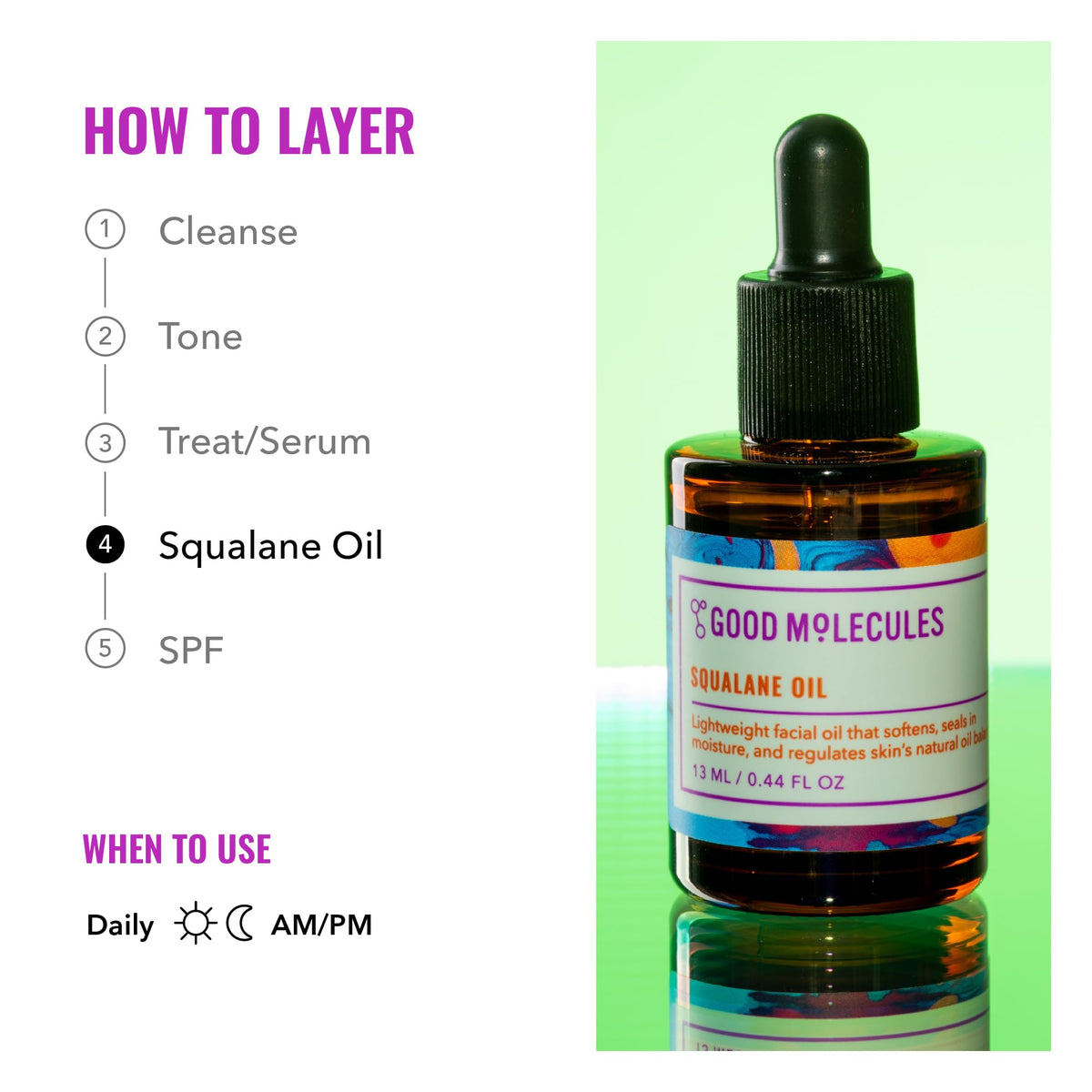 Good Molecules used on hair ends reducing frizz and adding subtle shine