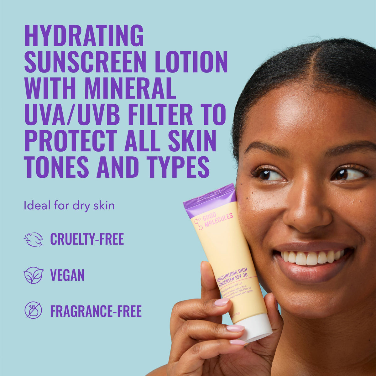 Good Molecules creamy sunscreen texture close-up showing blendability