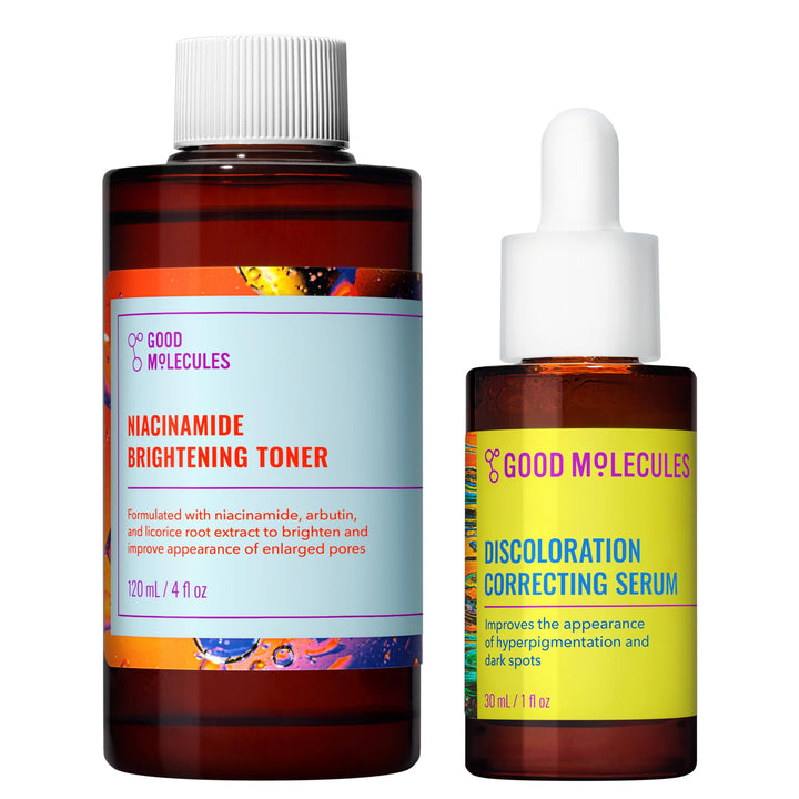 Good Molecules front packaging showing both products for targeted tone improvement