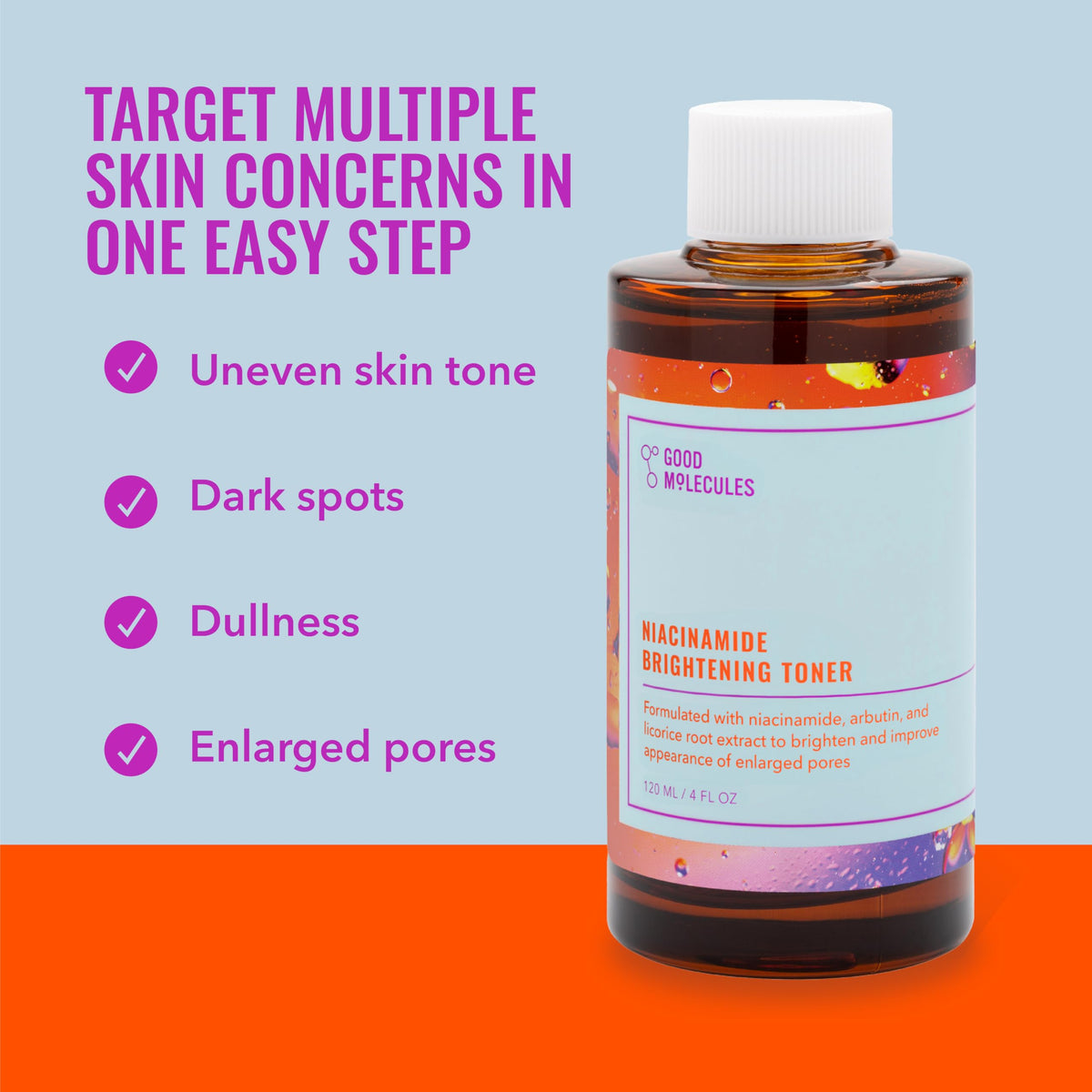 Good Molecules toner in hand being patted into skin for quick absorption