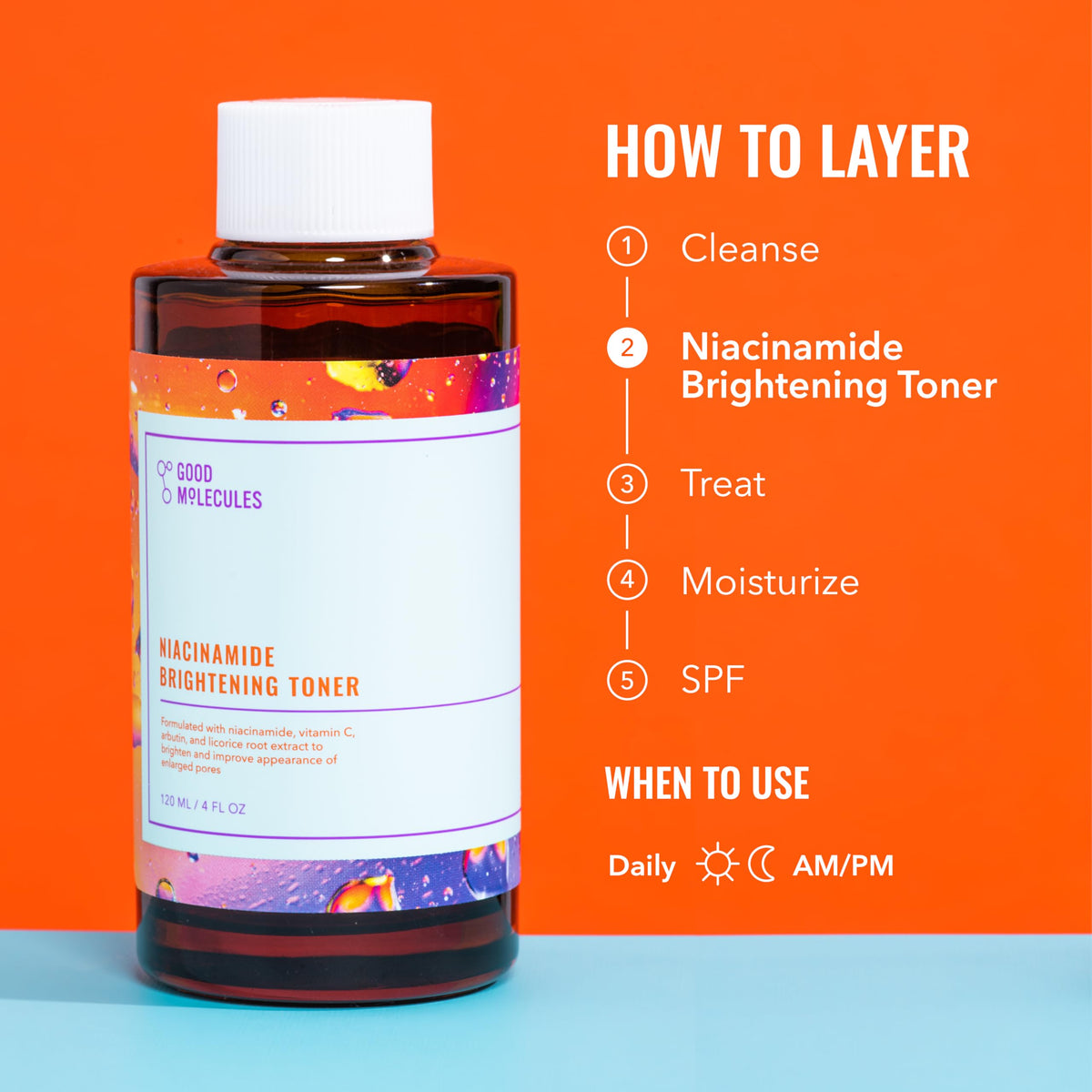 Good Molecules toner size comparison beside a common bottle to show scale