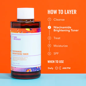 Good Molecules toner size comparison beside a common bottle to show scale