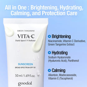 GOODAL close-up label with green tangerine and niacinamide listed