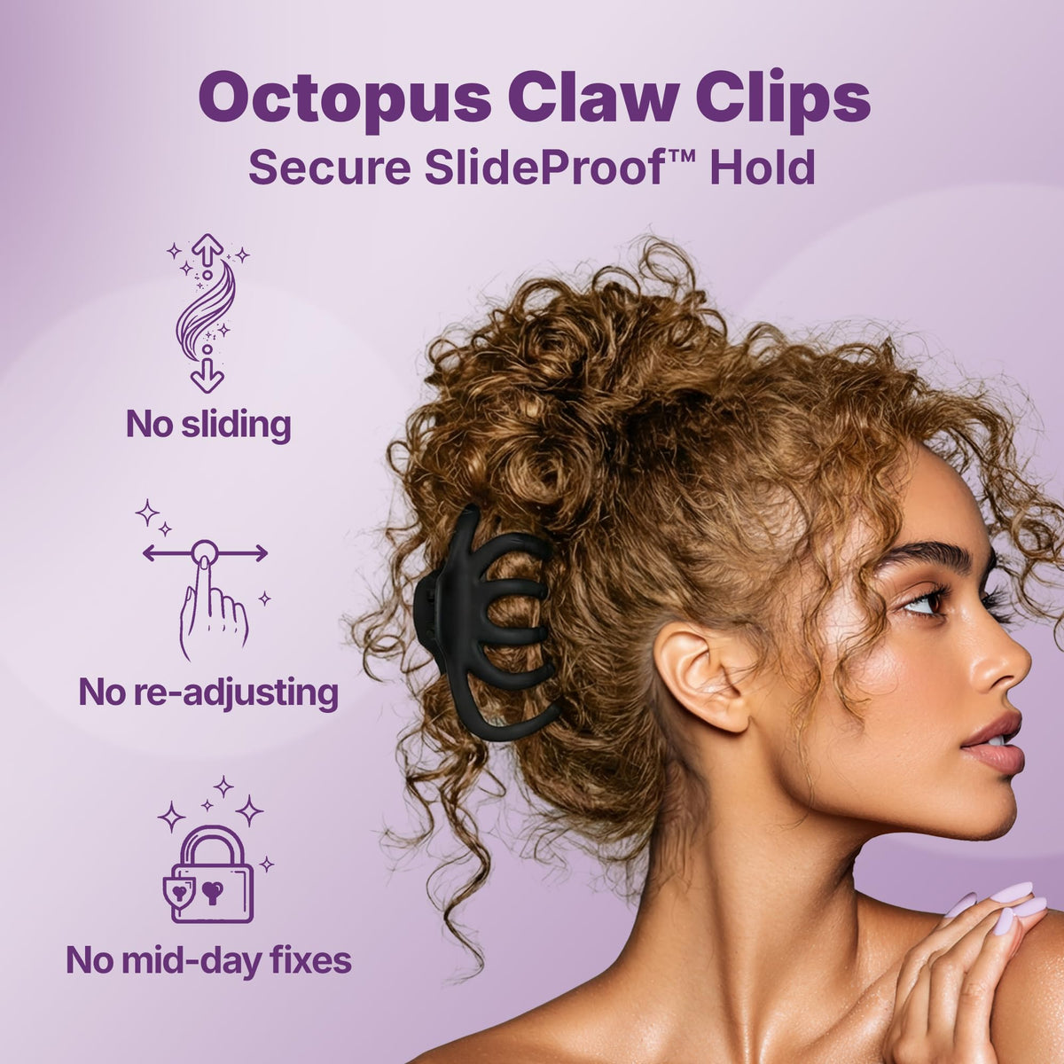 Goody clip close-up of SlideProof textured surface adding secure, no-slip grip