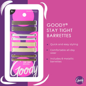 Goody barrette close-up showing smooth finish and no-slip texture for secure grip