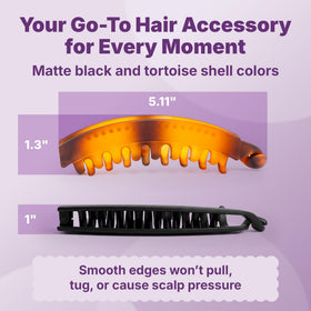 Goody clip securing a twisted bun for quick elegant styling