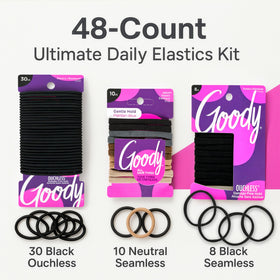 GOODY close-up of ouchless elastics highlighting smooth wrap and gentle hold