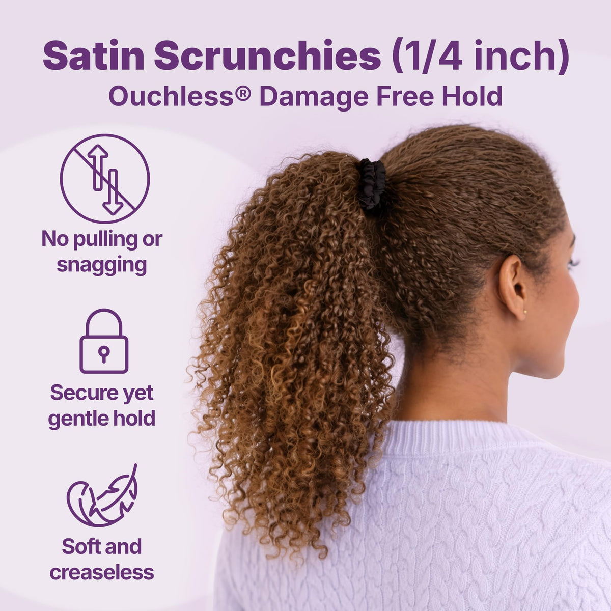Goody satin texture close up highlighting smooth fabric that reduces frizz