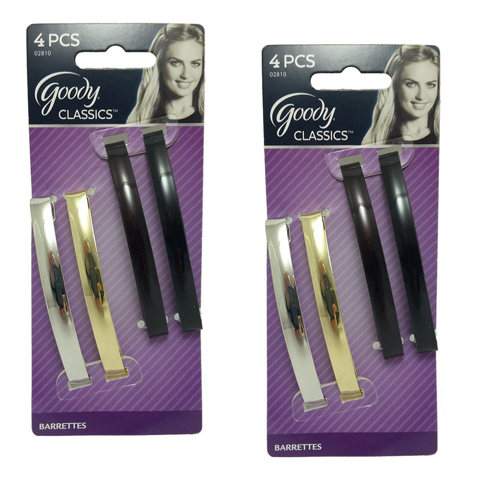GOODY domed metal barrettes front packaging showing eight clips and sizes
