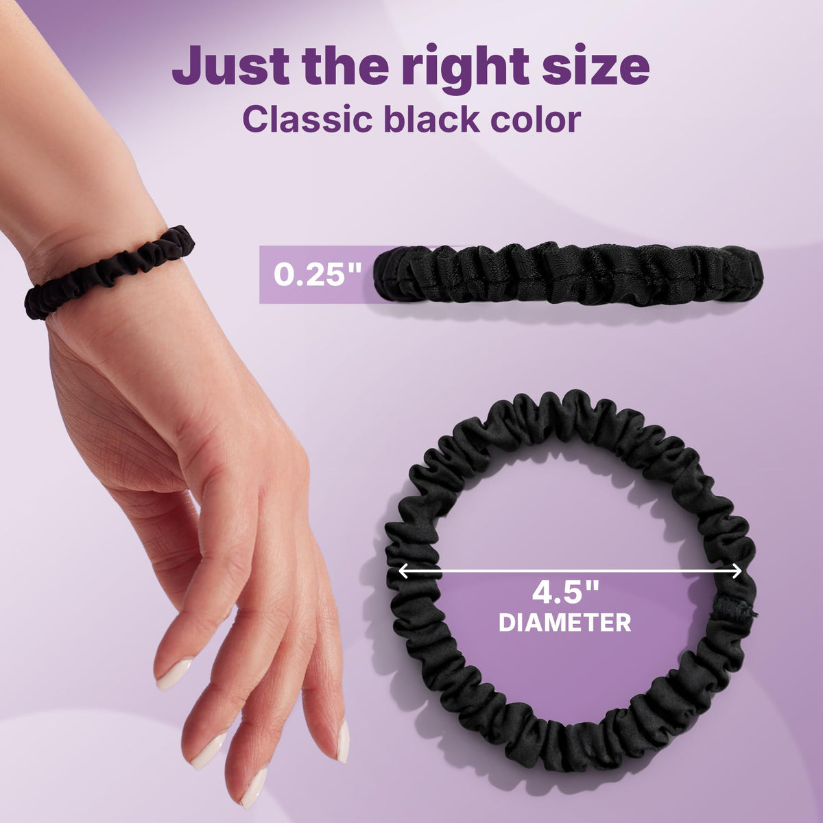 Goody scrunchie worn on wrist in lifestyle scene adding convenient style access