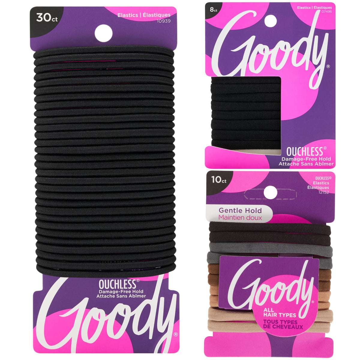GOODY front packaging of 48-count elastics showing kit variety and convenience