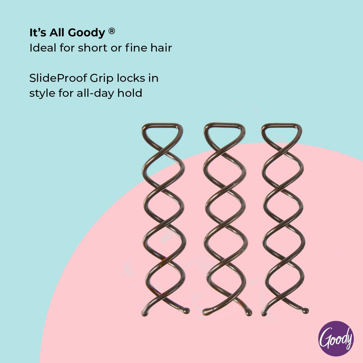 Goody pins in a styled top knot demonstrating discreet hold and comfortable wear