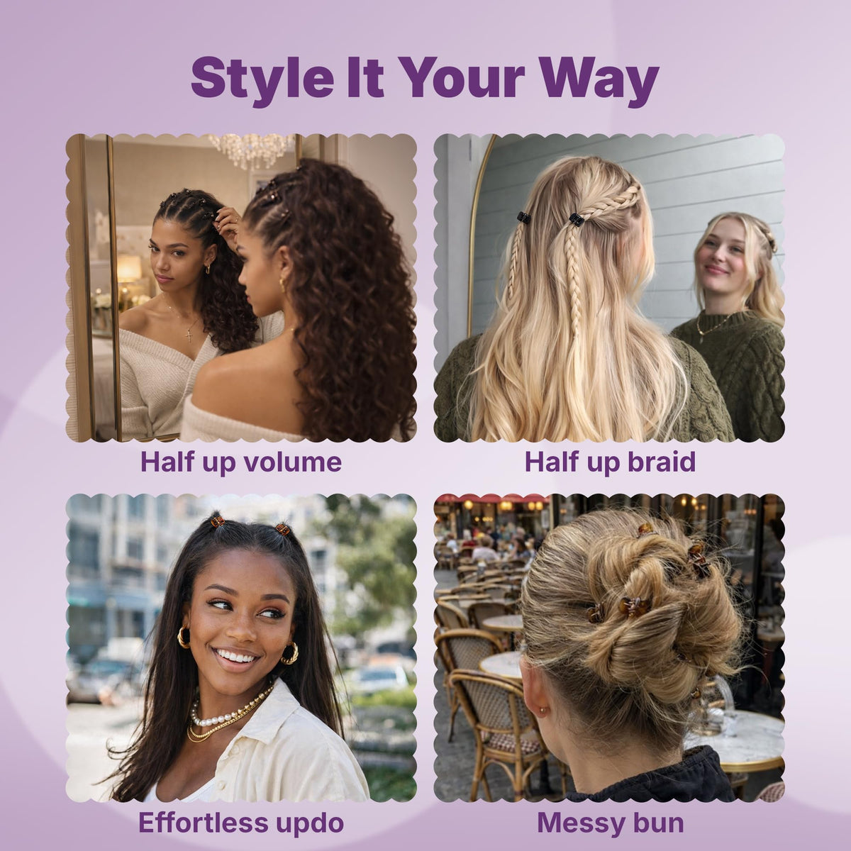 Goody clip in hair securing a half-up style for quick polished looks
