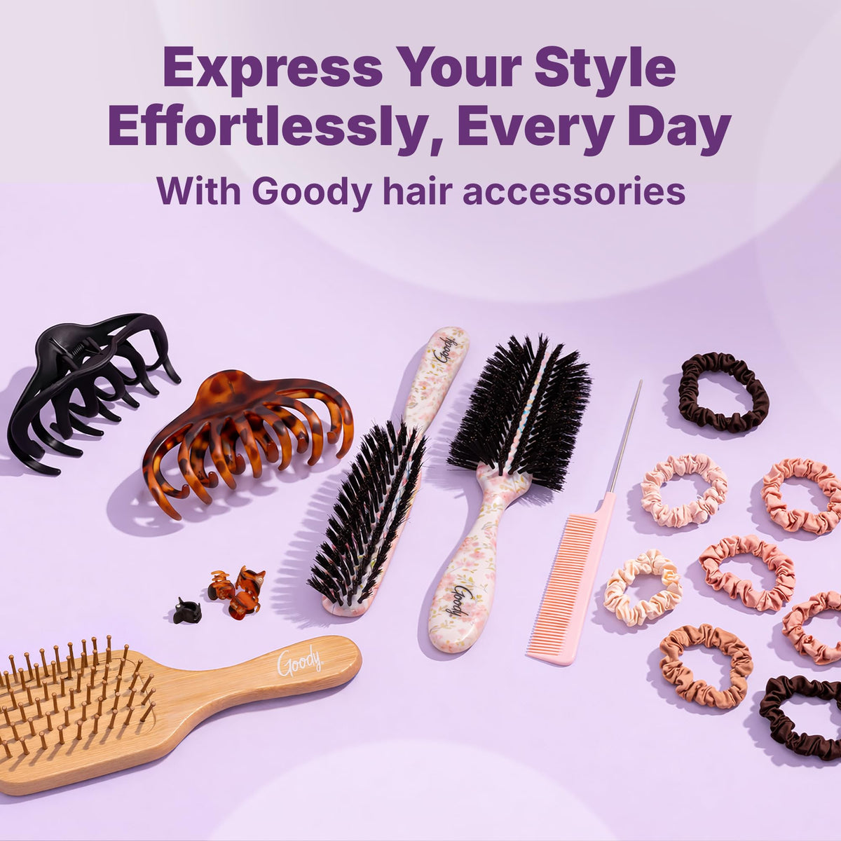 Goody clips inside small pouch for on-the-go styling and storage
