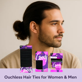 GOODY black elastic securing a ponytail for reliable hold during wear