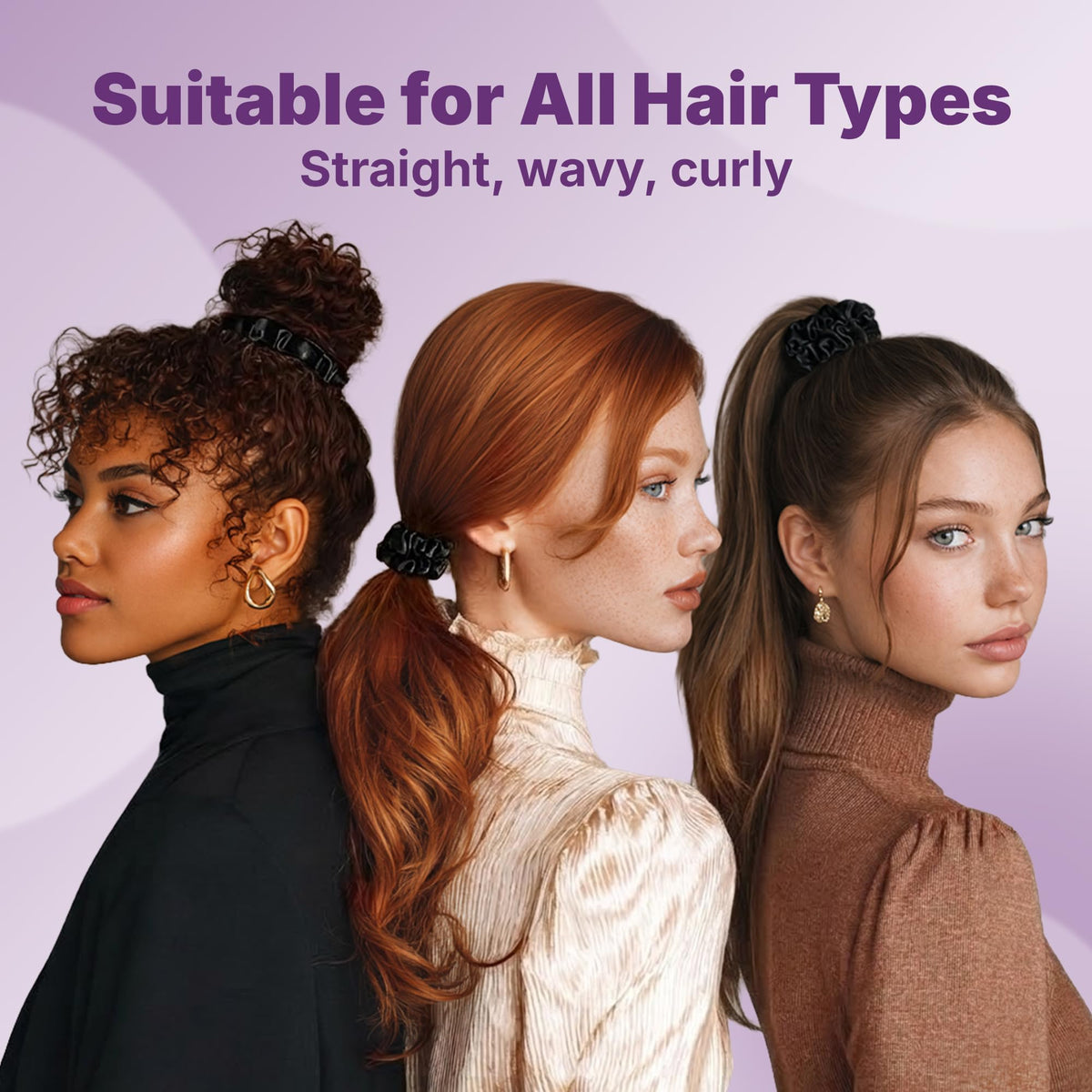 Goody scrunchie held in hand showing slim size and easy portability