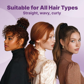 Goody scrunchie held in hand showing slim size and easy portability
