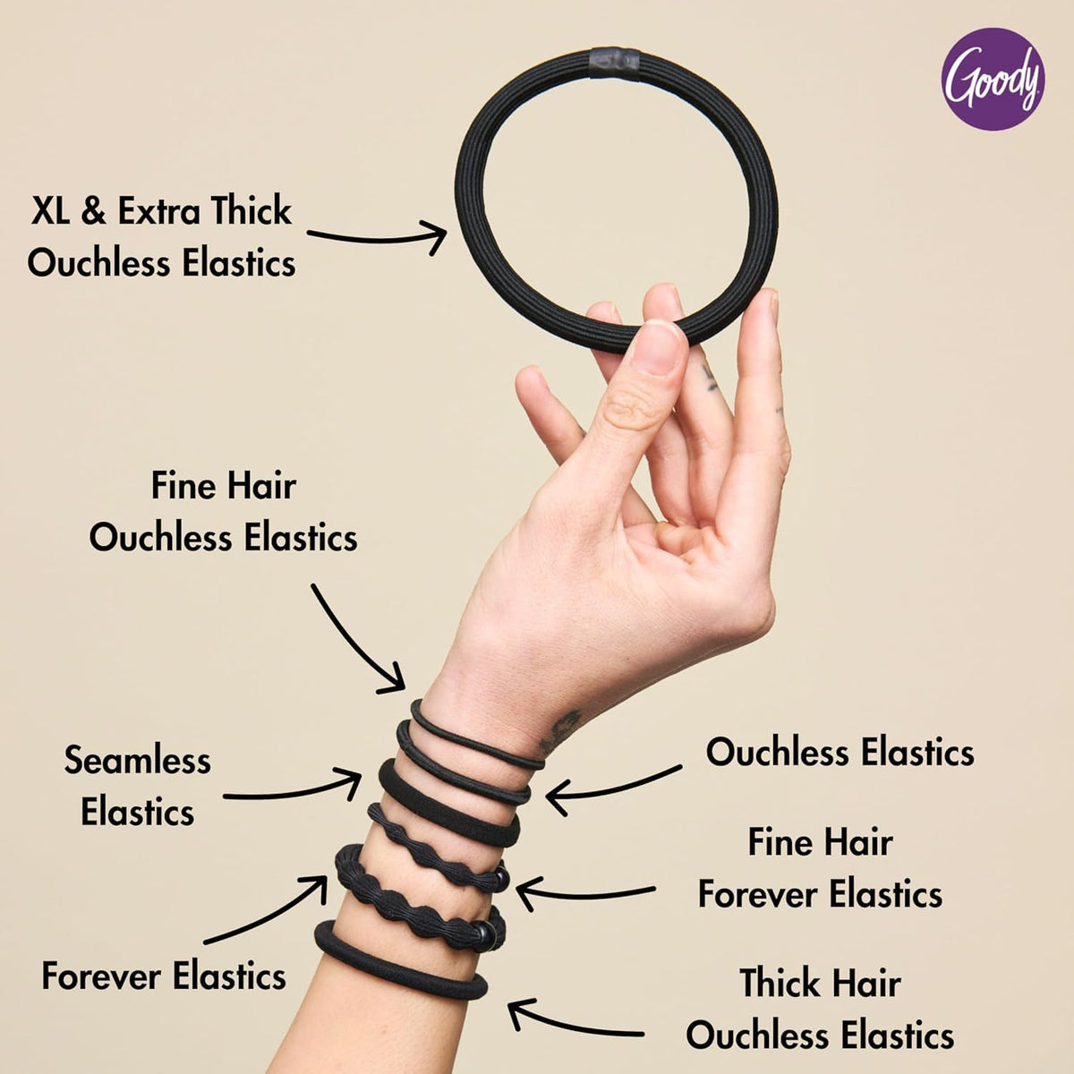 Goody elastics in a gym pouch for travel-ready hair control