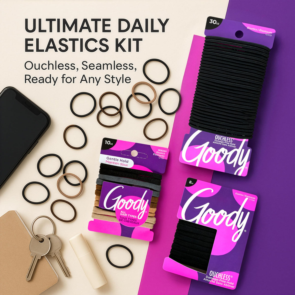 GOODY used during workout showing secure, comfortable hair control