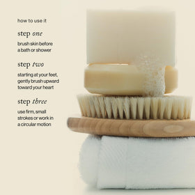 goop dry brush on bathroom shelf lifestyle shot showing rituals and self-care benefit
