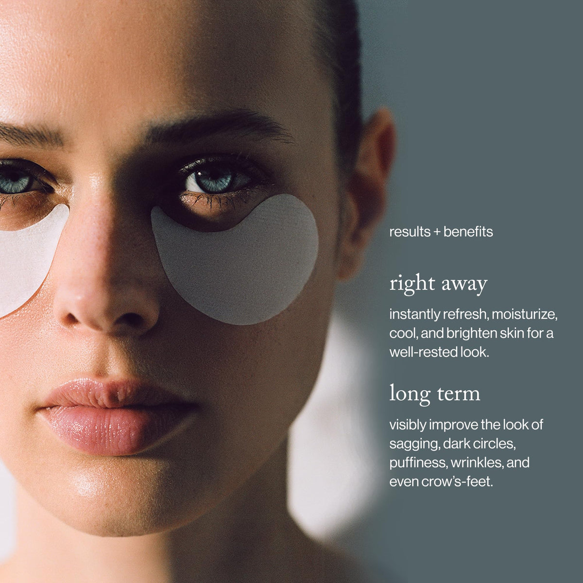 goop single under-eye patch close-up showing soft Lyocell texture benefit