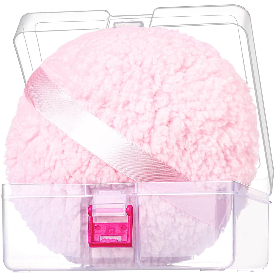 Gootaimi front view of powder puff and container, keeps powder protected