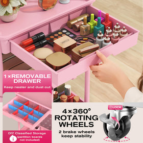 Goovilla removable drawer pulled out close-up showing dust protection and organized small items
