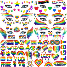 GOROMON front packaging showing 128+ pride tattoo sheets and rainbow designs, ideal for events