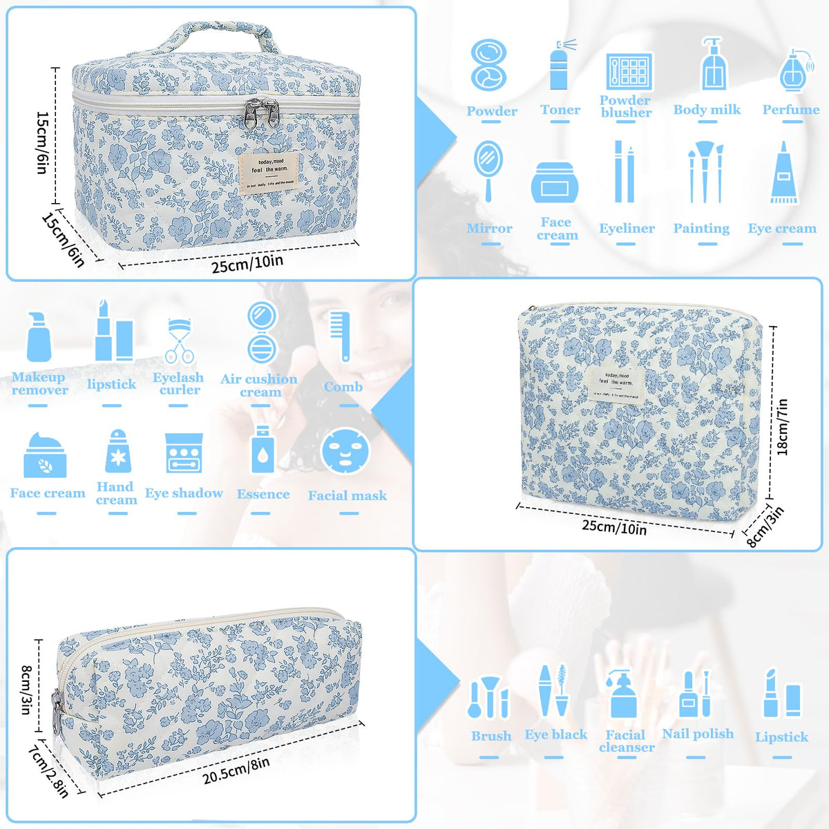 Gosect interior of large pouch showing organized cosmetic space