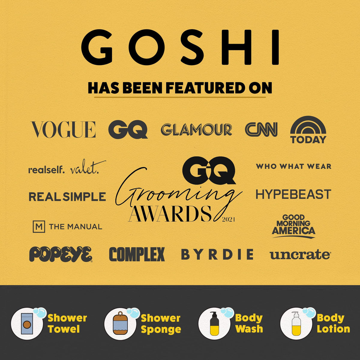 GOSHI sponge producing rich lather with body wash for enhanced cleansing benefit