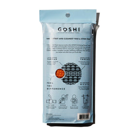GOSHI towel in use across a back demonstrating long reach for easier cleaning