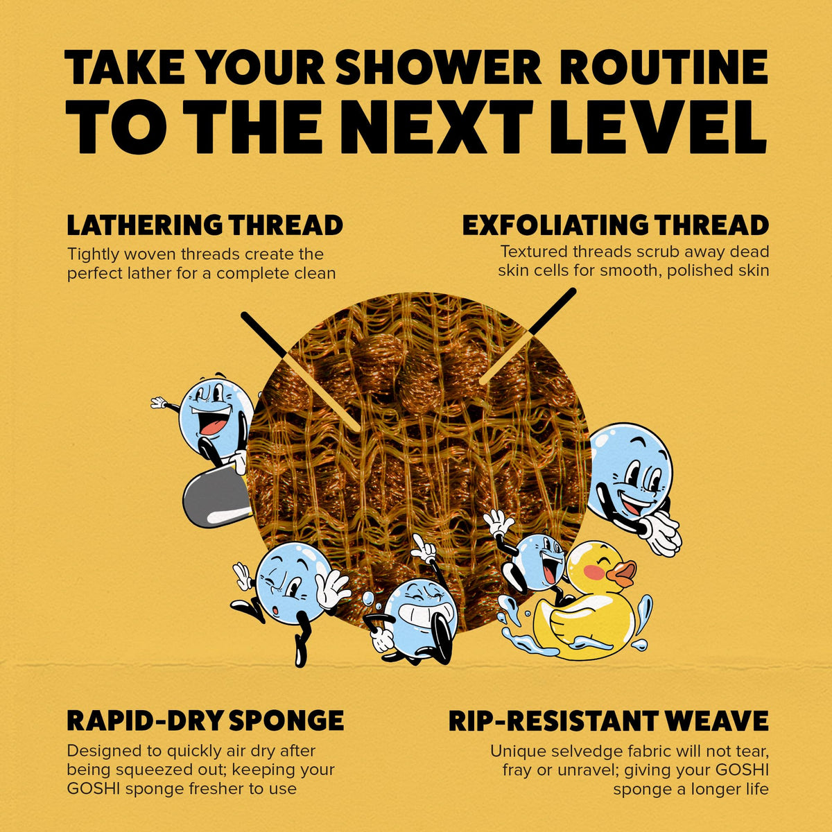 GOSHI squeezing water from sponge to show rapid-dry feature and reduced moisture