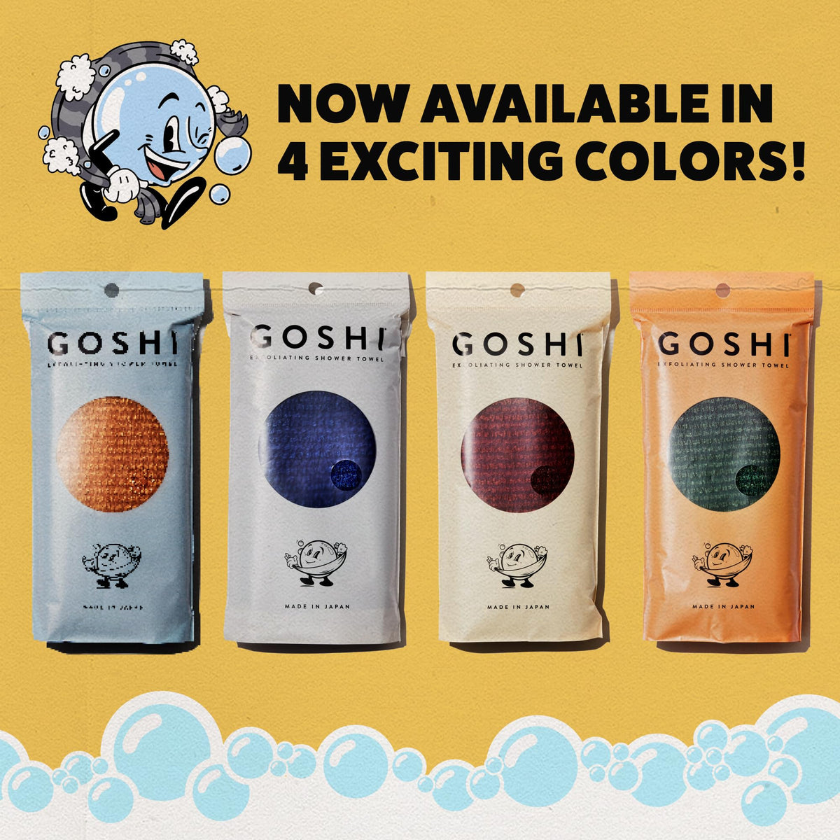 GOSHI towel size next to hand for scale and travel convenience