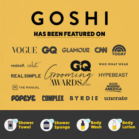 GOSHI sponge producing rich foam with body wash for a cleaner feel